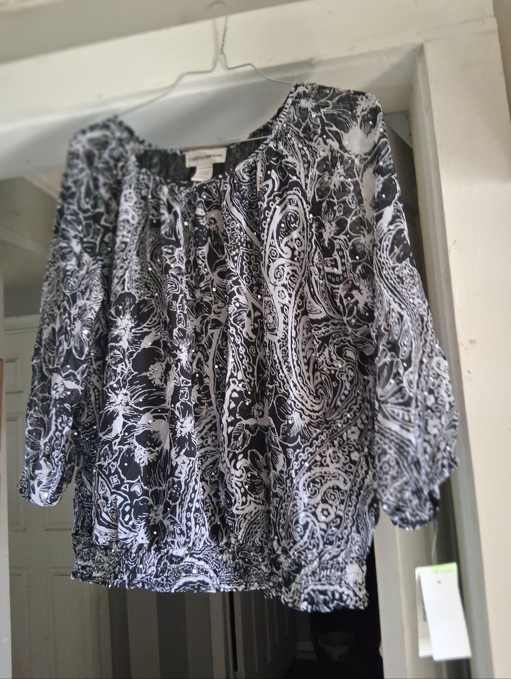 Cathy Daniels Black and White Paisley Blouse